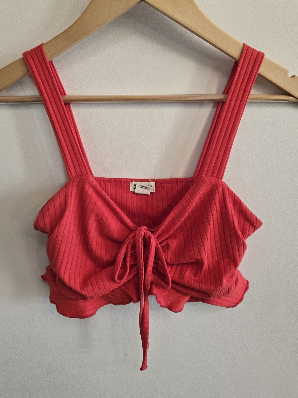 Billabong Mimi Red Ribbed Tie-Front Crop Top Bralette